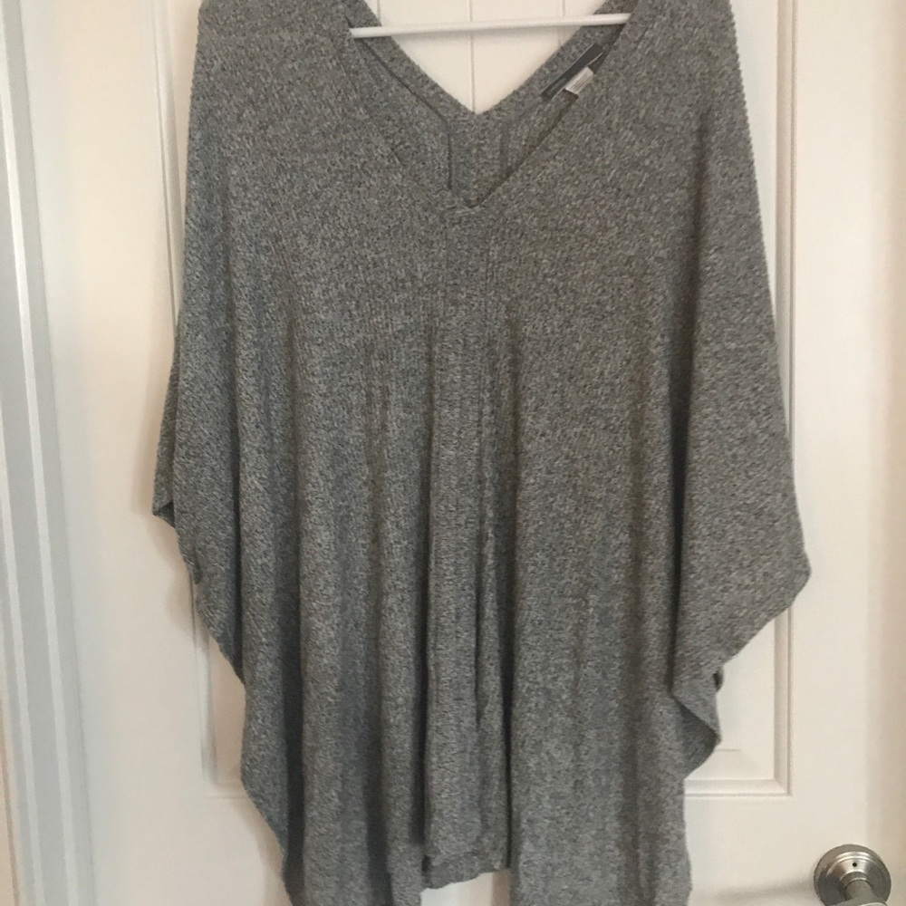 Grey sweater poncho